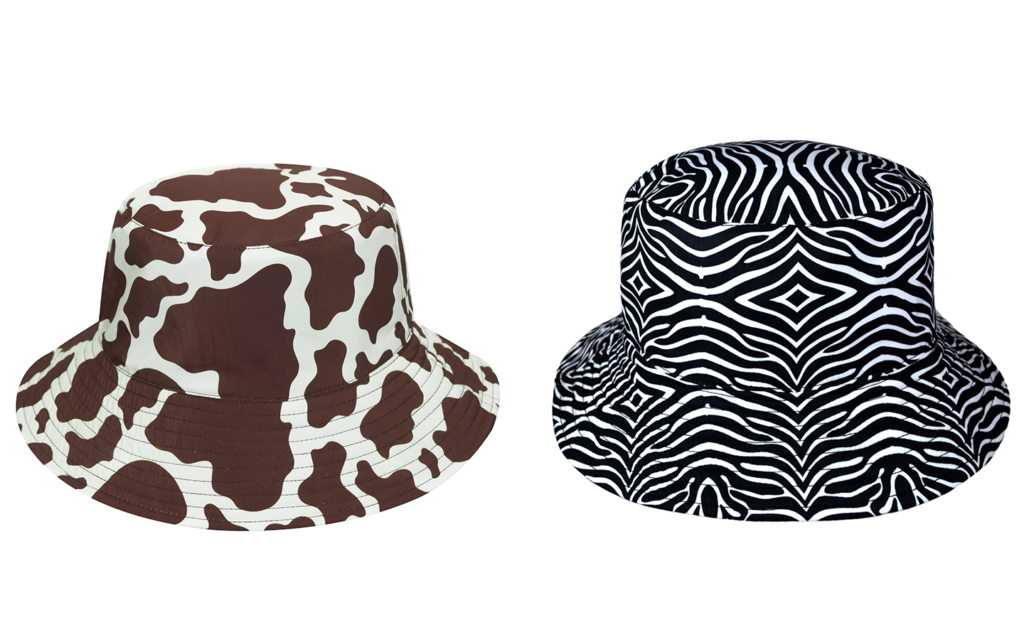 bucket hat animal print zebra cow
